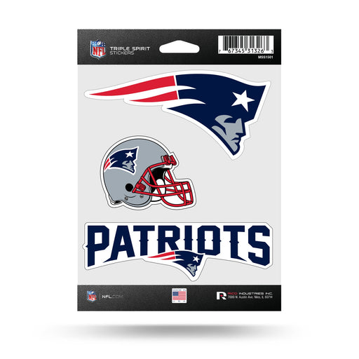 NFL New England Patriots Triple Spirit Stickers - DiscoSports