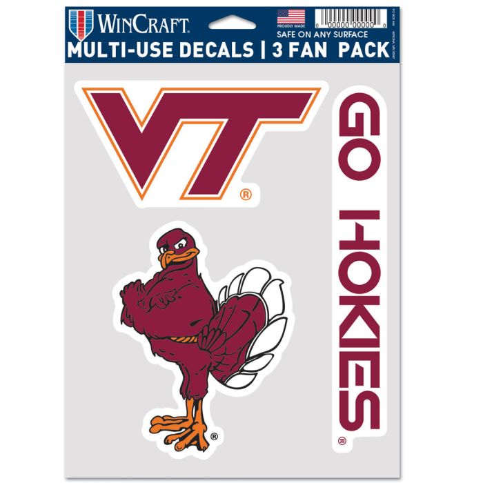 Virginia Tech Hokies Multi-Use Decal 3 Fan Pack