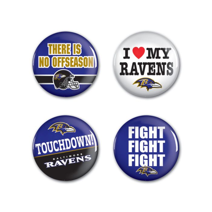 Baltimore Ravens Fan Buttons-4 Pack