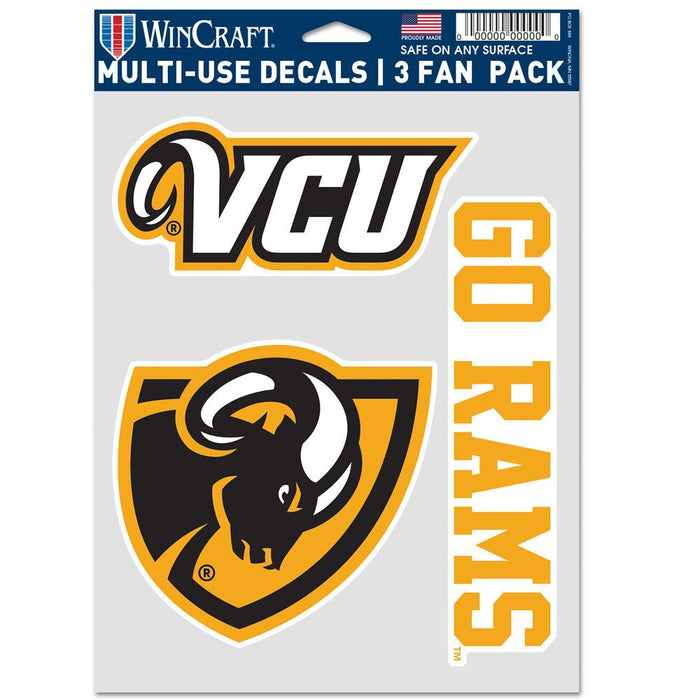 VCU Rams Multi Use 3 Fan Pack Decal - DiscoSports