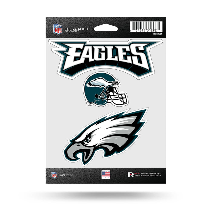NFL Philadelphia Eagles Triple Spirit Stickers - DiscoSports