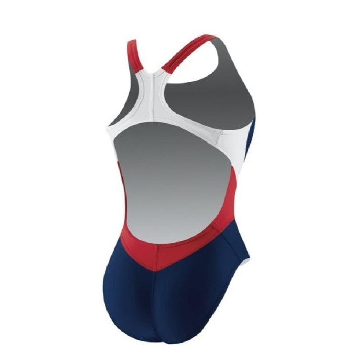 Nike Victory Color Block Power Back Tank One Piece in Red/Navy - DiscoSports