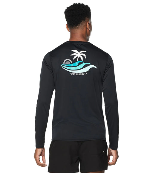 Speedo Mens Active Long Sleeve Graphic Swim Shirt - DiscoSports