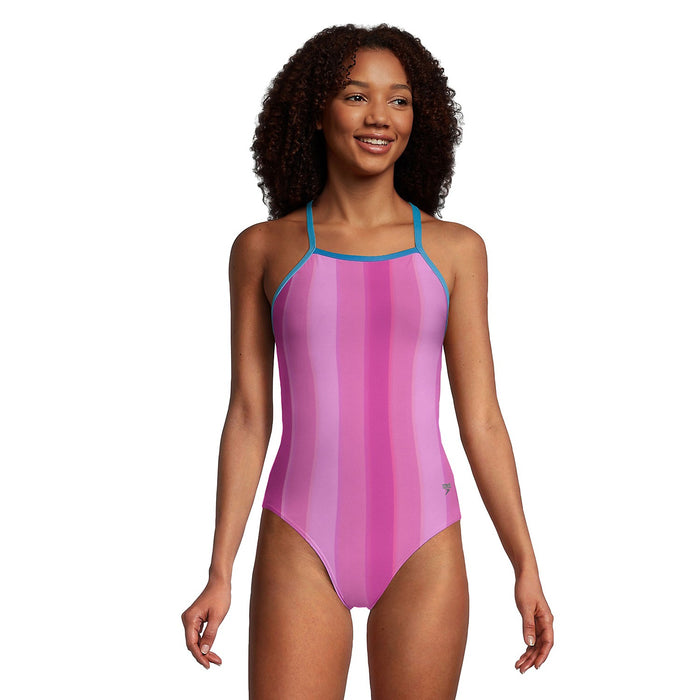 Speedo Womens Printed Strappy Back One Piece Swimsuit - DiscoSports