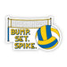 Bump. Set. Spike. Blue and Yellow Volleyball Sticker - DiscoSports