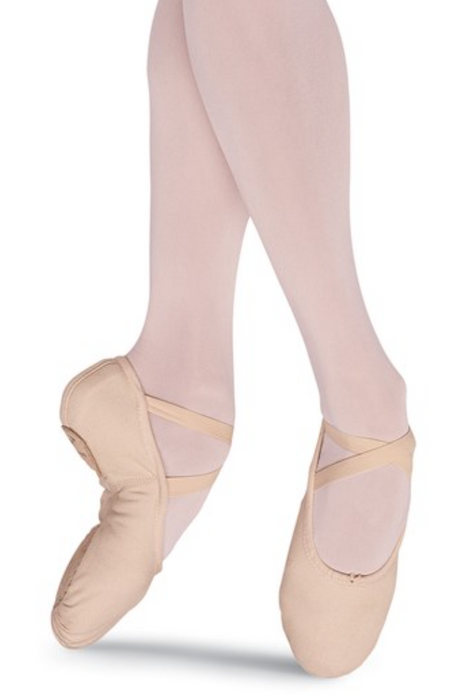 Bloch Ladies Pump Canvas Split Sole Ballet Shoes-Flesh - DiscoSports