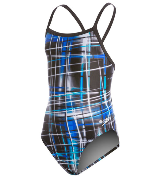 Speedo Girls PowerFLEX Eco Laser Sticks Swimsuit - DiscoSports