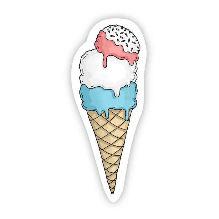 Red, white and blue ice cream cone sticker summer vibes - DiscoSports