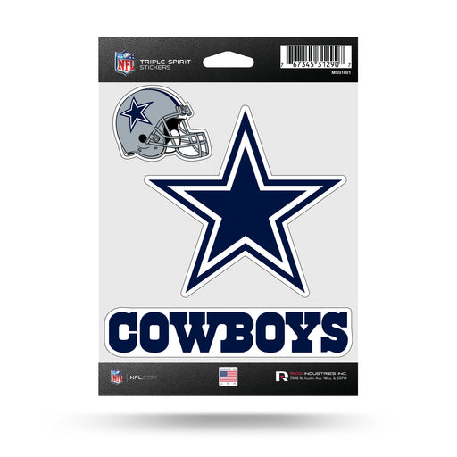NFL Dallas Cowboys Triple Spirit Stickers - DiscoSports