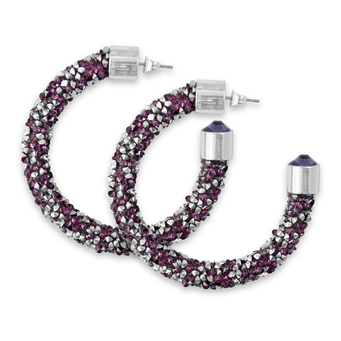 Crystal Cluster Earrings Purple