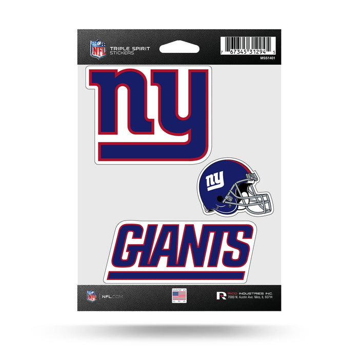 NFL New York Giants Triple Spirit Stickers - DiscoSports
