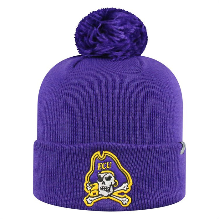 East Carolina University cuffed knit hat with pom pom purple - DiscoSports