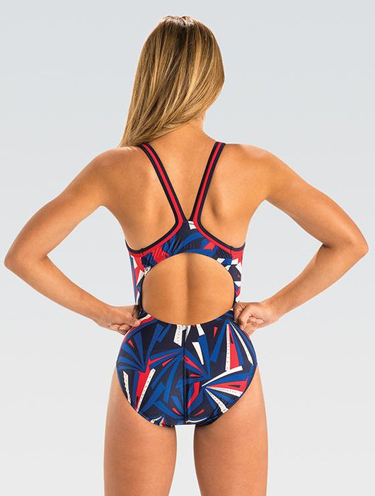 Dolfin SPYKER FEMALE RED/WH/BLUE SWIMSUIT - DiscoSports