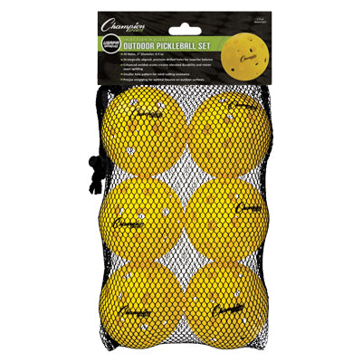 Champion Injection Molded Outdoor Pickleballs (6pack) - DiscoSports