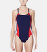 Nike Polyester Color Surge Cut-Out Swimsuit in Red/Navy - DiscoSports