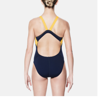 Nike Polyester Color Surge Fastback Swimsuit in Varsity Maize - DiscoSports
