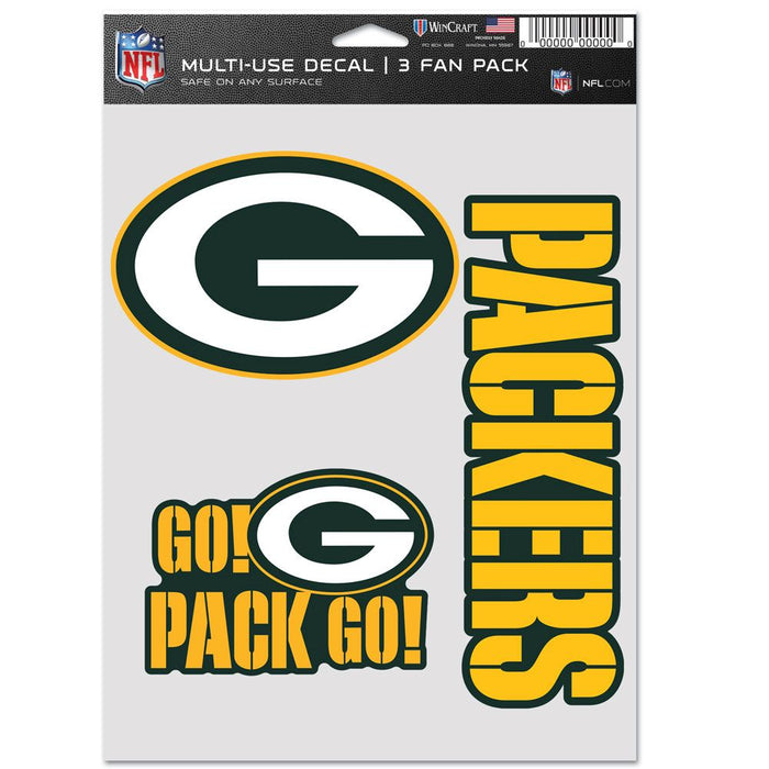 Green Bay Packers Multi Use 3 Pack Fan Decal - DiscoSports