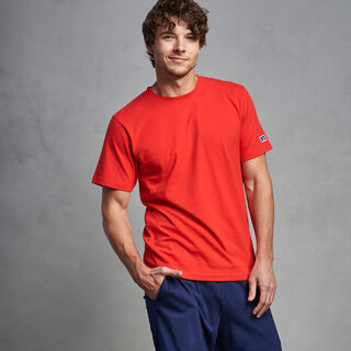 Russell Athletic Men's Short Sleeve Cotton T-Shirt in Red - DiscoSports