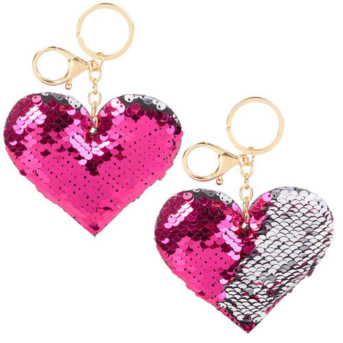 Flip Sequin Heart Keychain - DiscoSports