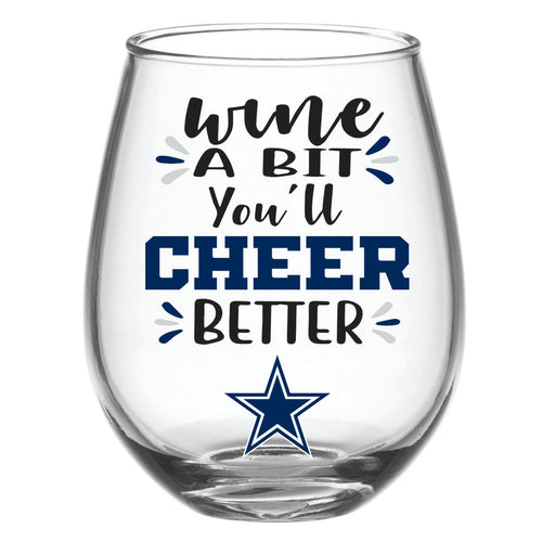 Dallas Cowboys Stemless Wine Glass - DiscoSports